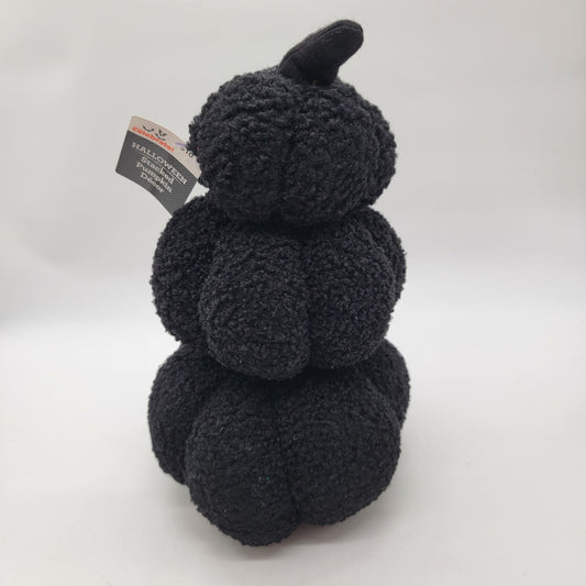 Black Triple Stacked Plush Halloween Pumpkins