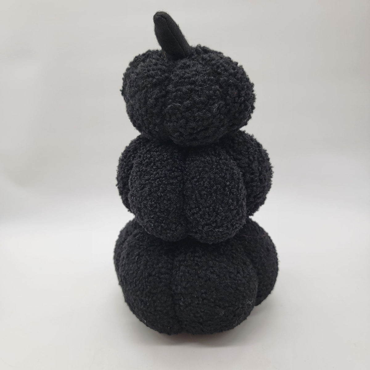 Black Triple Stacked Plush Halloween Pumpkins