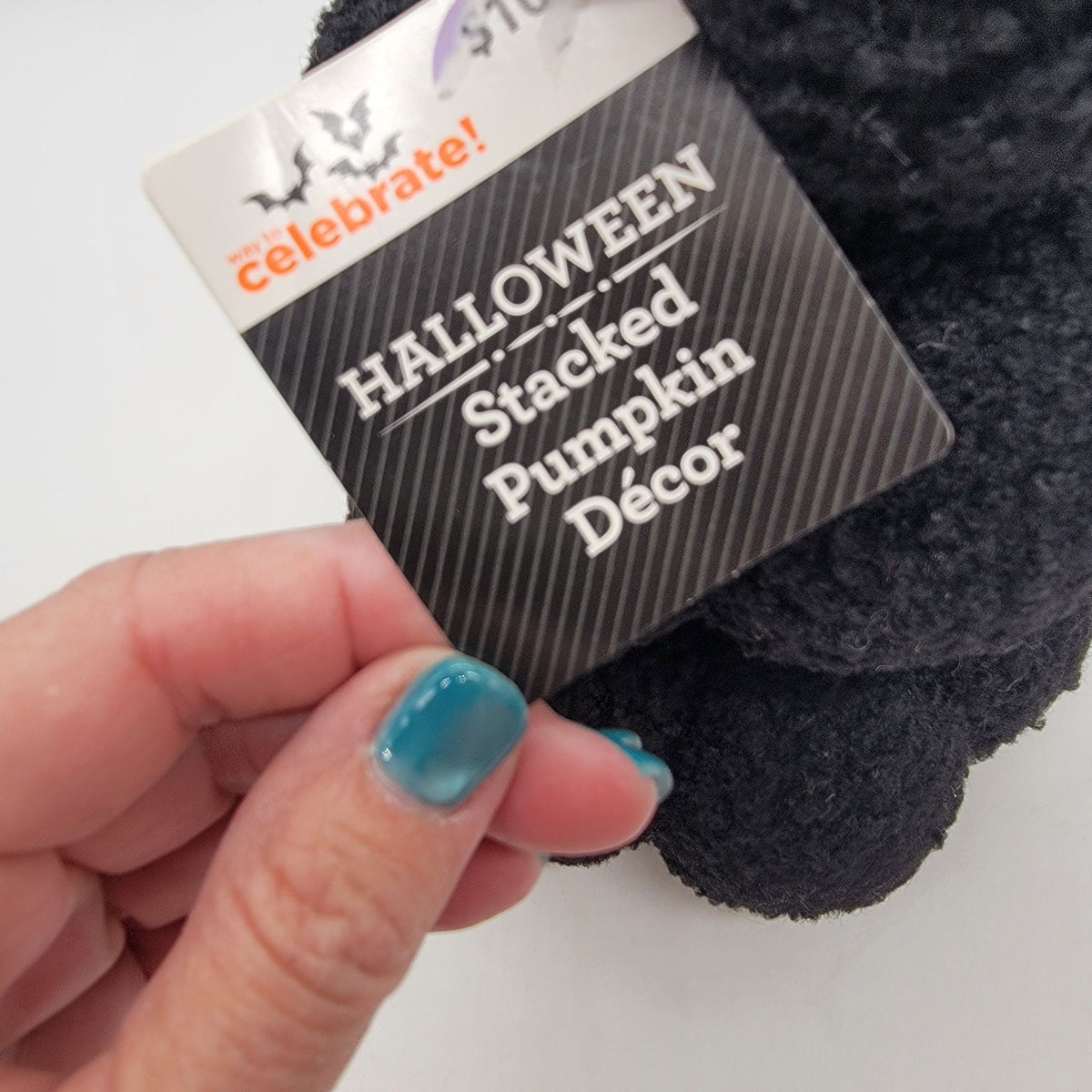 Black Triple Stacked Plush Halloween Pumpkins