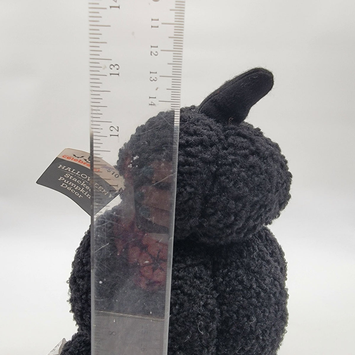 Black Triple Stacked Plush Halloween Pumpkins