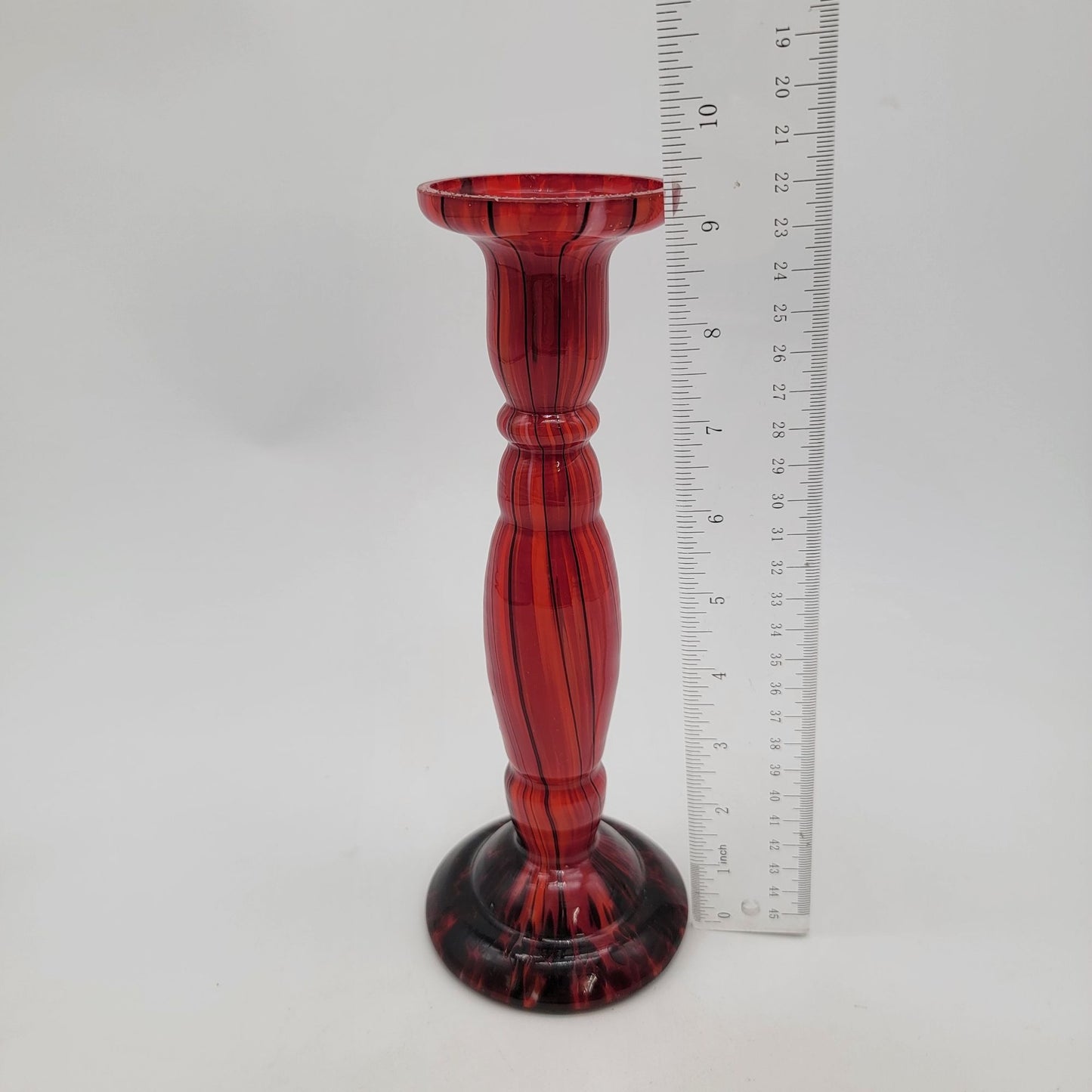 Vintage Czech Kralik Welz Ruckl Art Deco Black Amethyst Red Glass Candle Holder