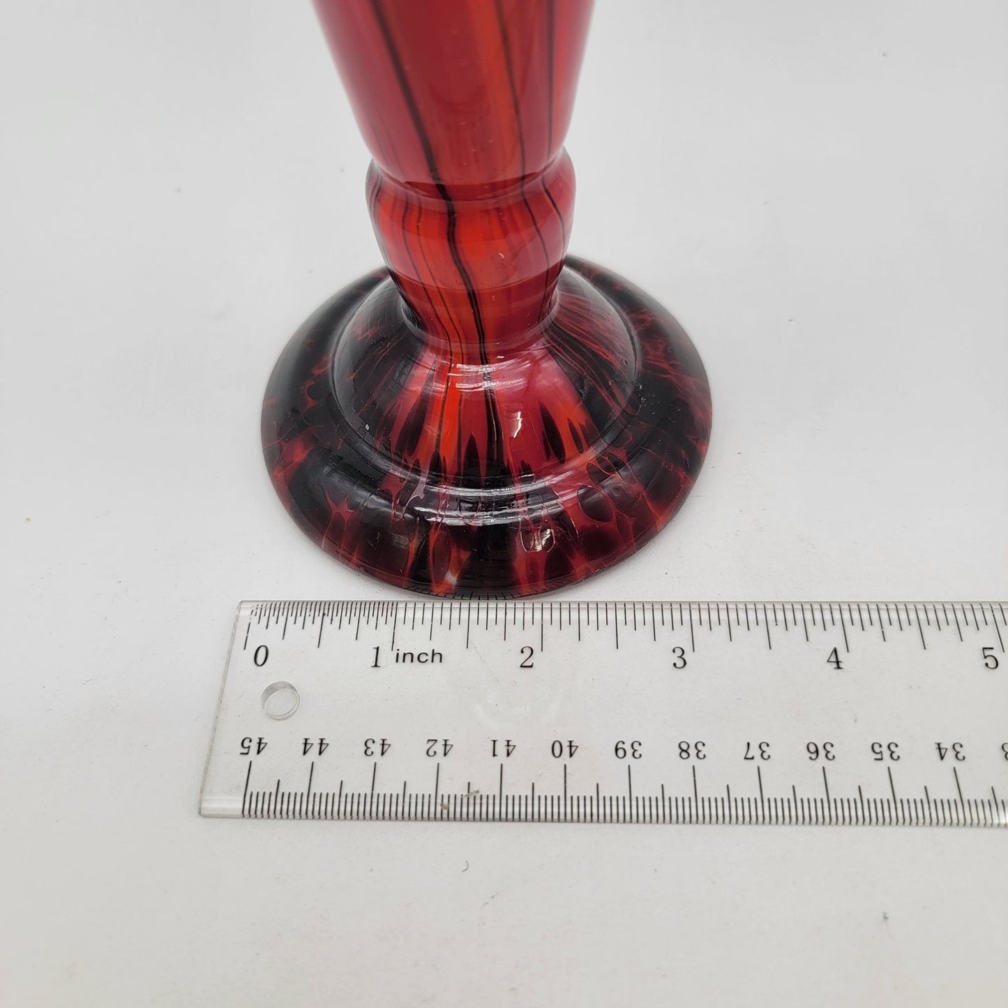 Vintage Czech Kralik Welz Ruckl Art Deco Black Amethyst Red Glass Candle Holder