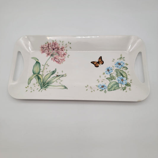 Lenox Butterfly Meadow Melamine Hors DOeuvres Tray 15.25" Floral & Butterfly Design