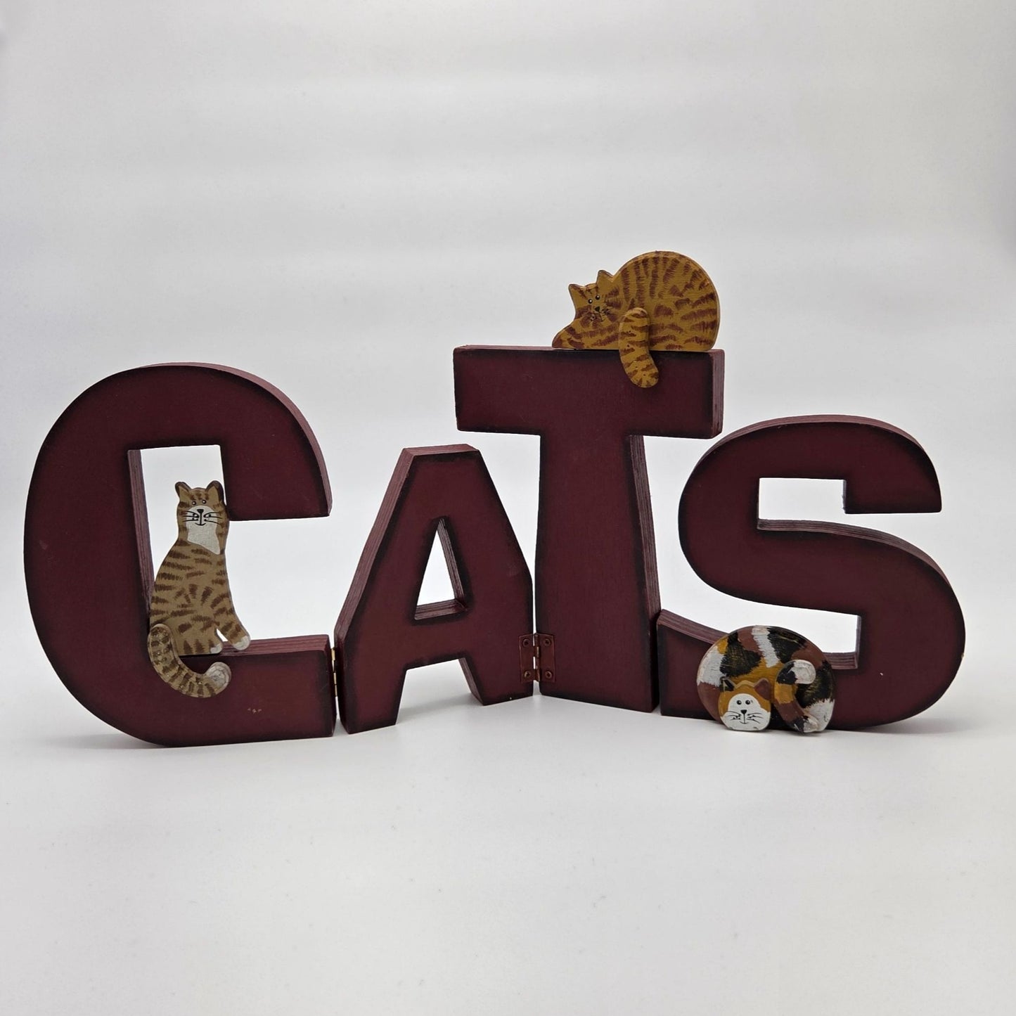 Wooden Cats Folding Hinged Decorative Display Letters