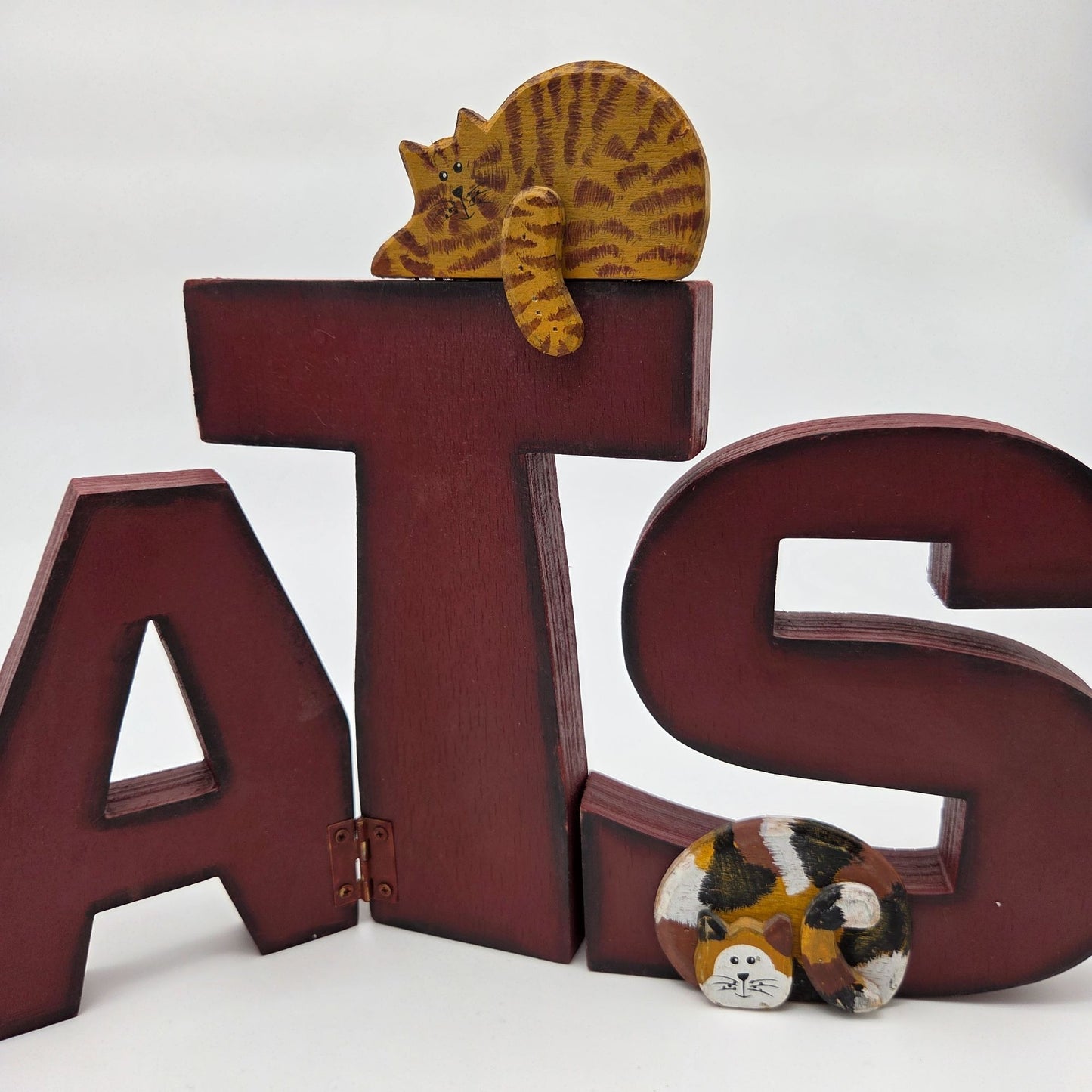 Wooden Cats Folding Hinged Decorative Display Letters
