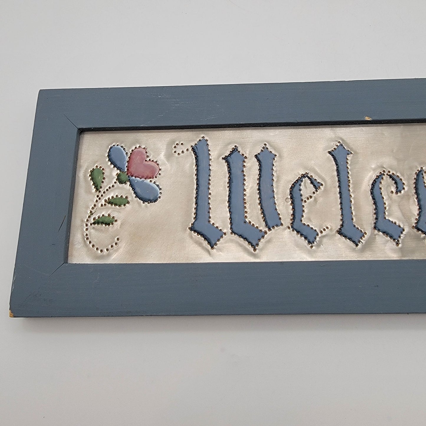 Jackie Hinderliter Punch Tin Welcome Sign Framed