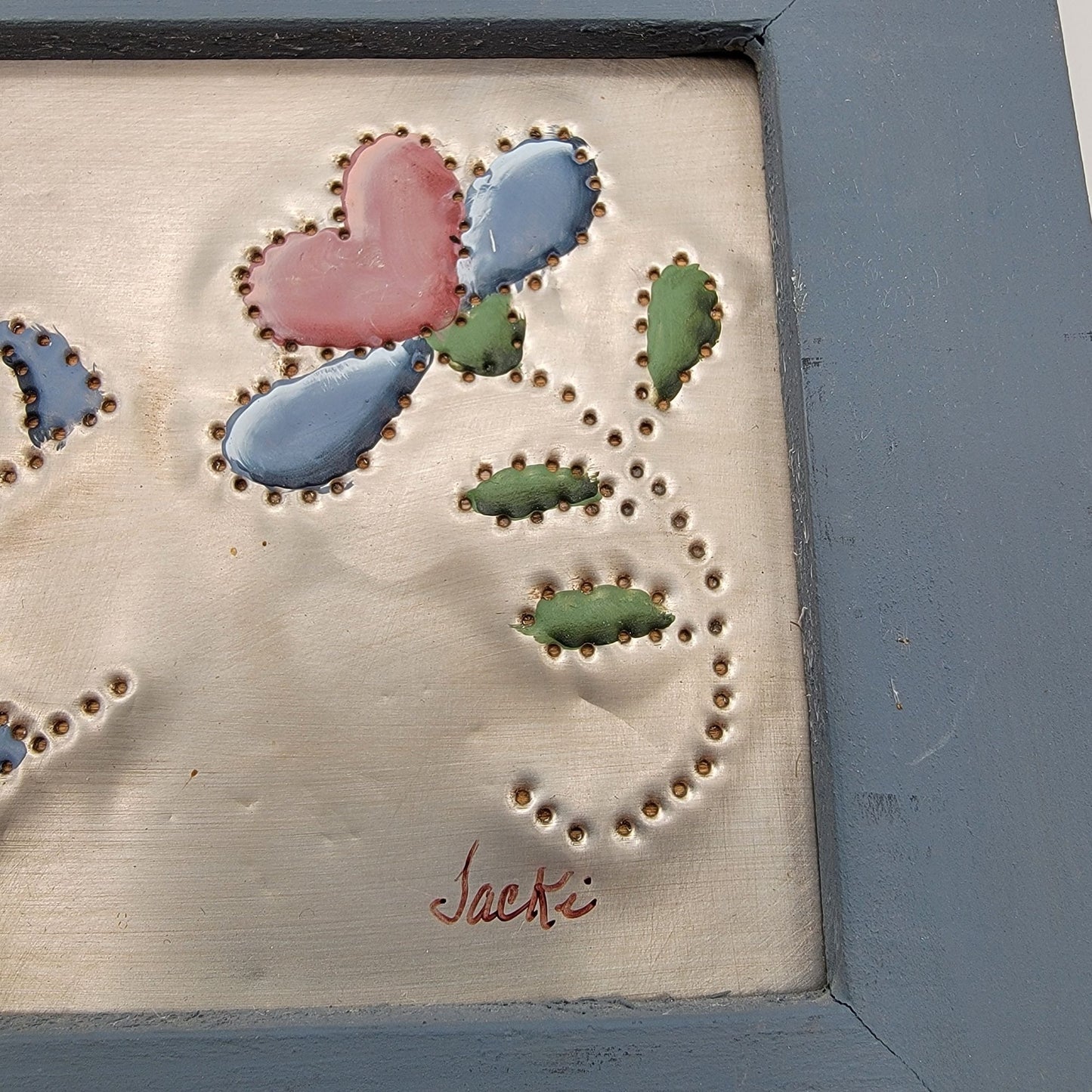 Jackie Hinderliter Punch Tin Welcome Sign Framed