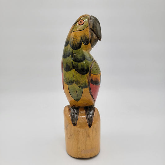 Hand-Carved Folk Art Macaw Parrot Balsa Wood Sculpture