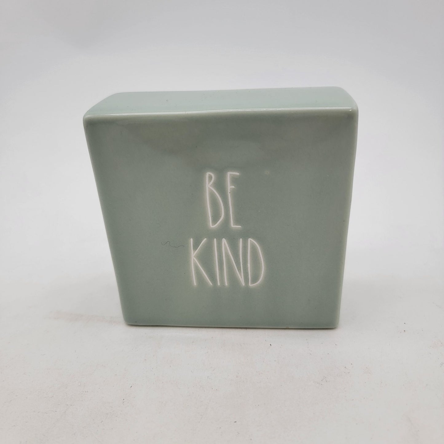 Rae Dunn Artisan Collection By Magenta "Be Kind" Sage Green Block Paperweight