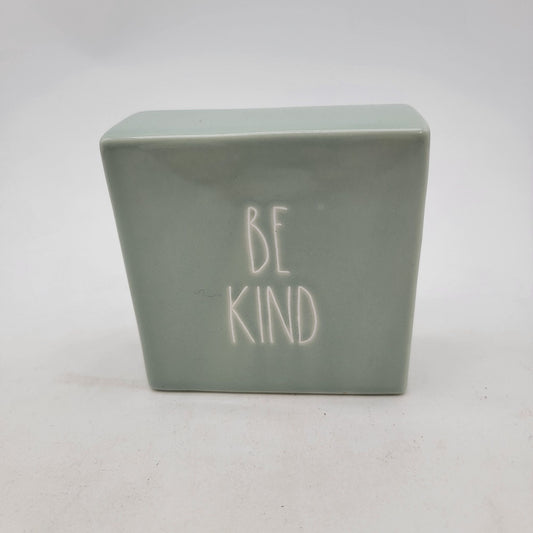 Rae Dunn Artisan Collection By Magenta "Be Kind" Sage Green Block Paperweight