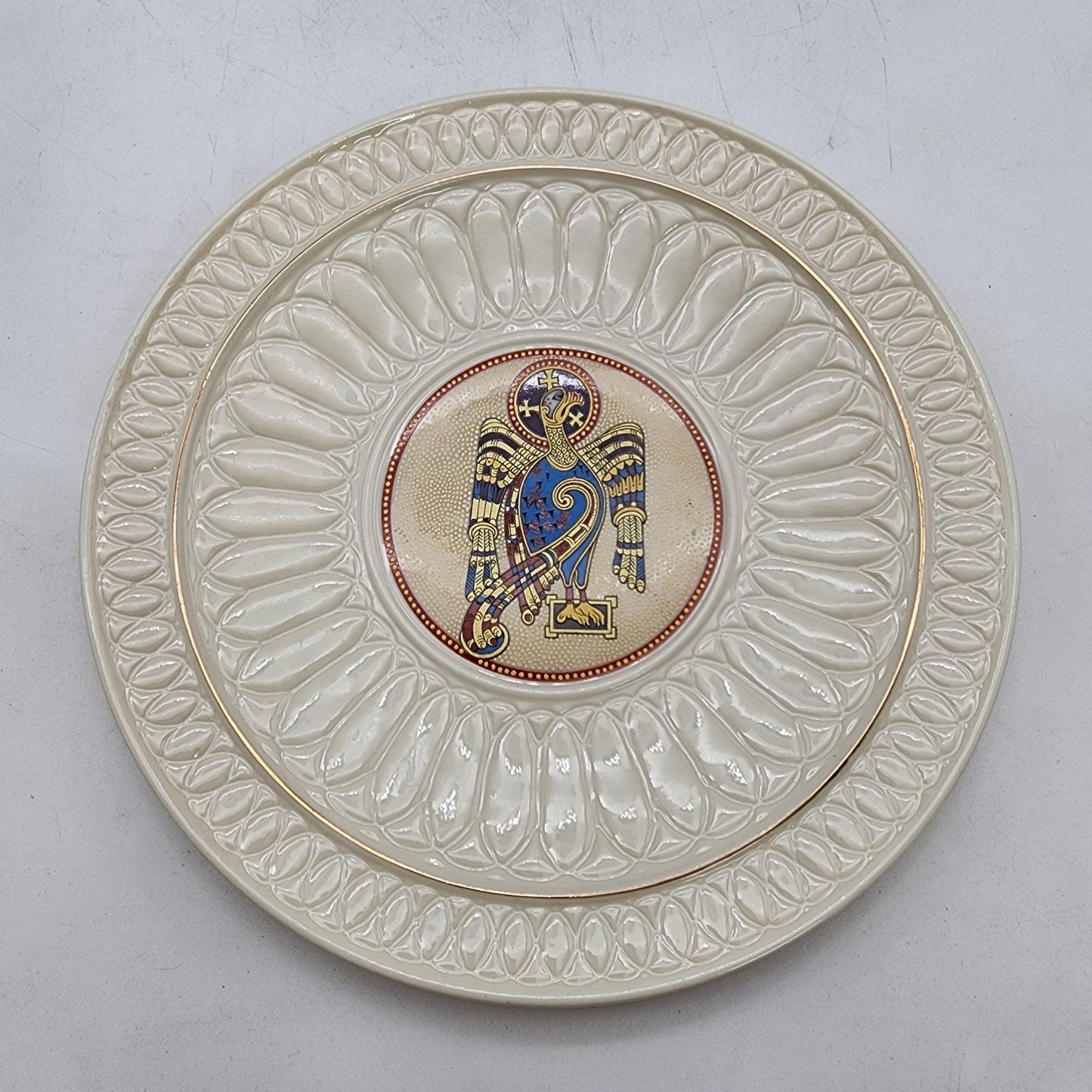 Belleek Collectors Society 4th Edition Book Of Kells St. John Plate 1983 With Original Box