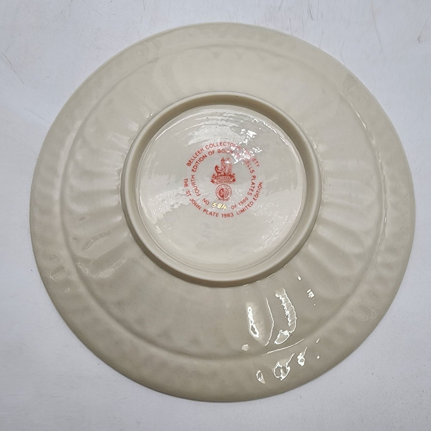Belleek Collectors Society 4th Edition Book Of Kells St. John Plate 1983 With Original Box