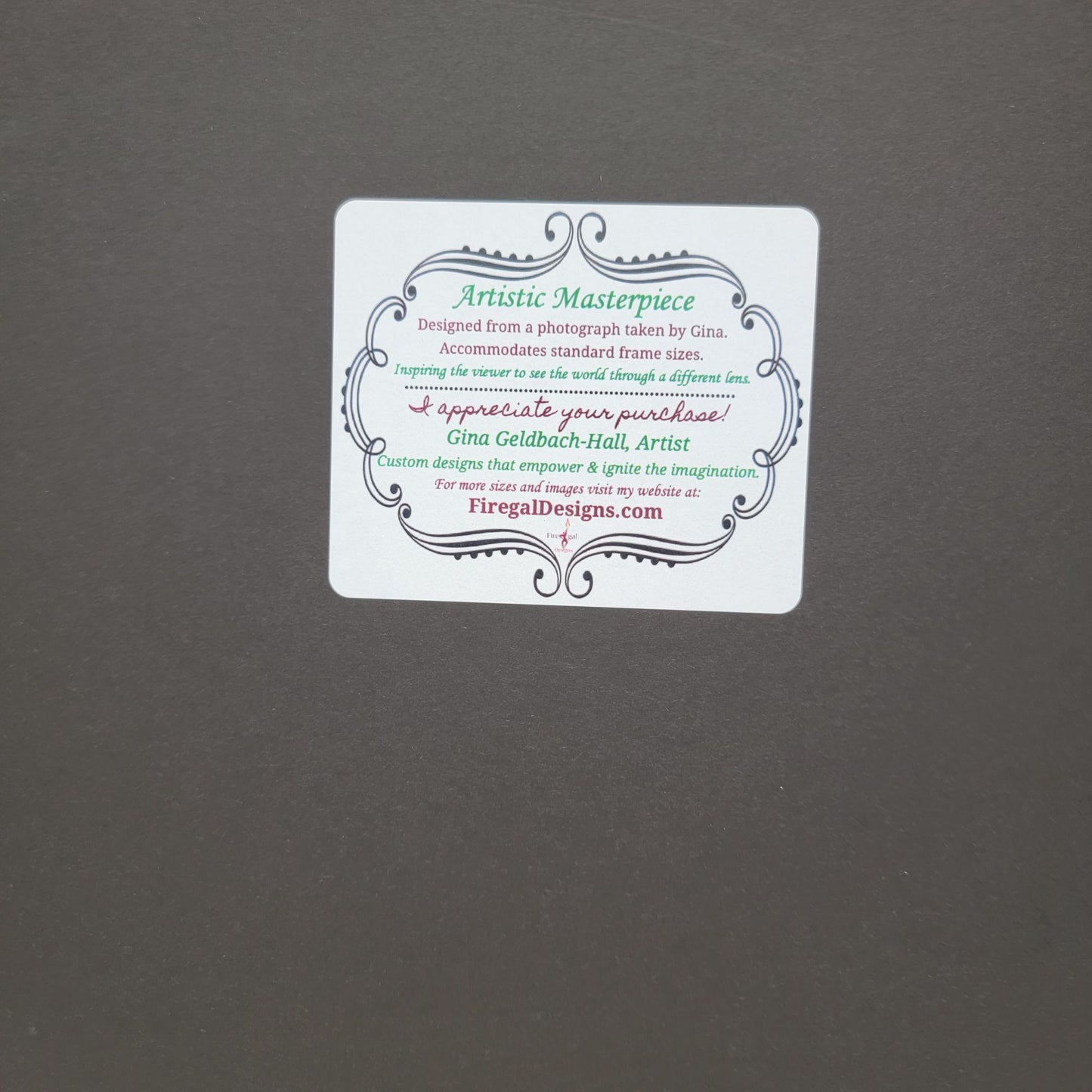 "Lost Apple In The Woods" Artistic Print By Gina Geldbach-Hall 2021 16x20" Metal Paper Firegal Designs COA Framed Art