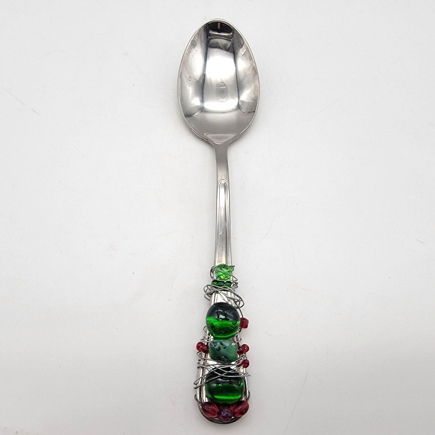 Festive Beaded Stainless Steel Serving Utensils Fork & Spoon Set
