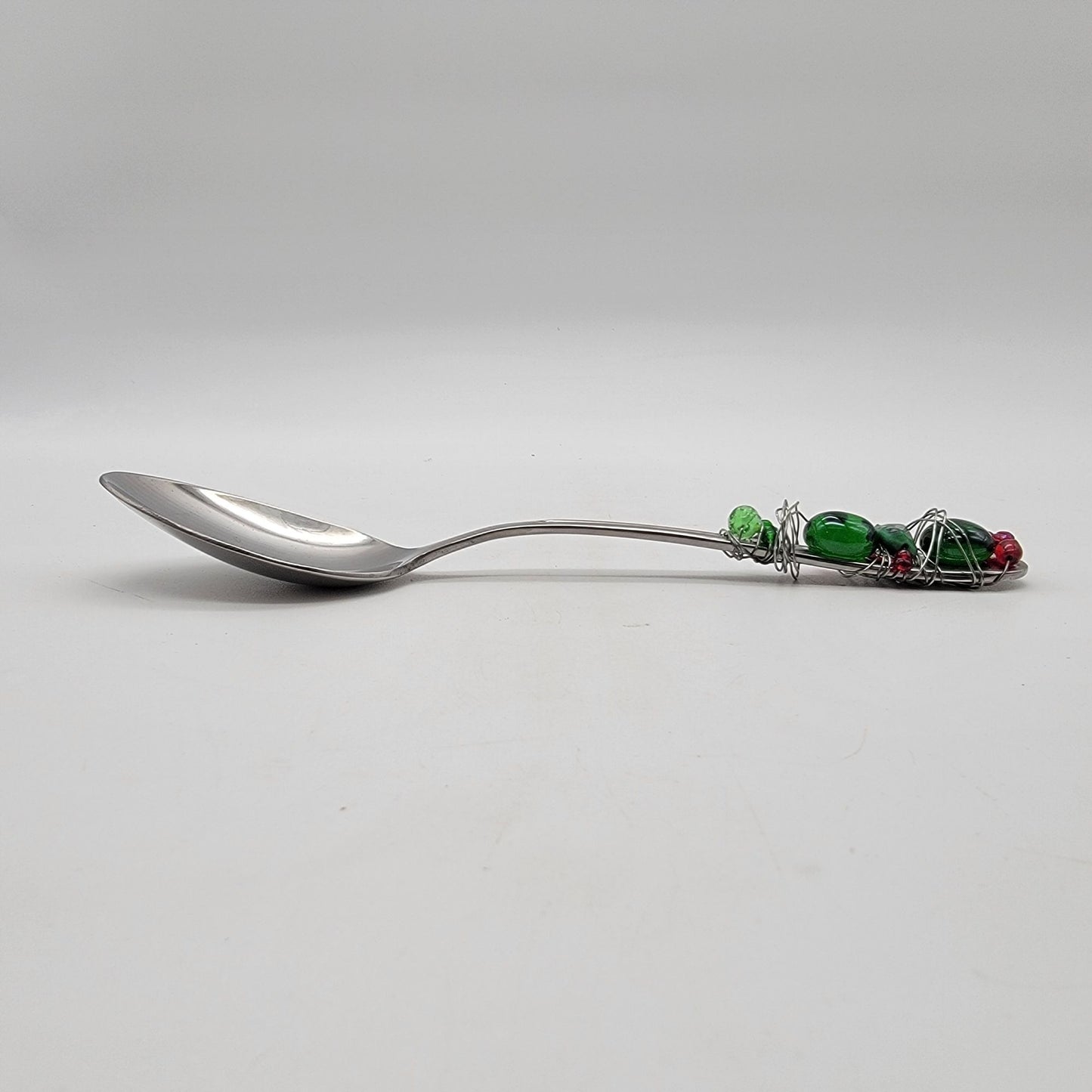 Festive Beaded Stainless Steel Serving Utensils Fork & Spoon Set