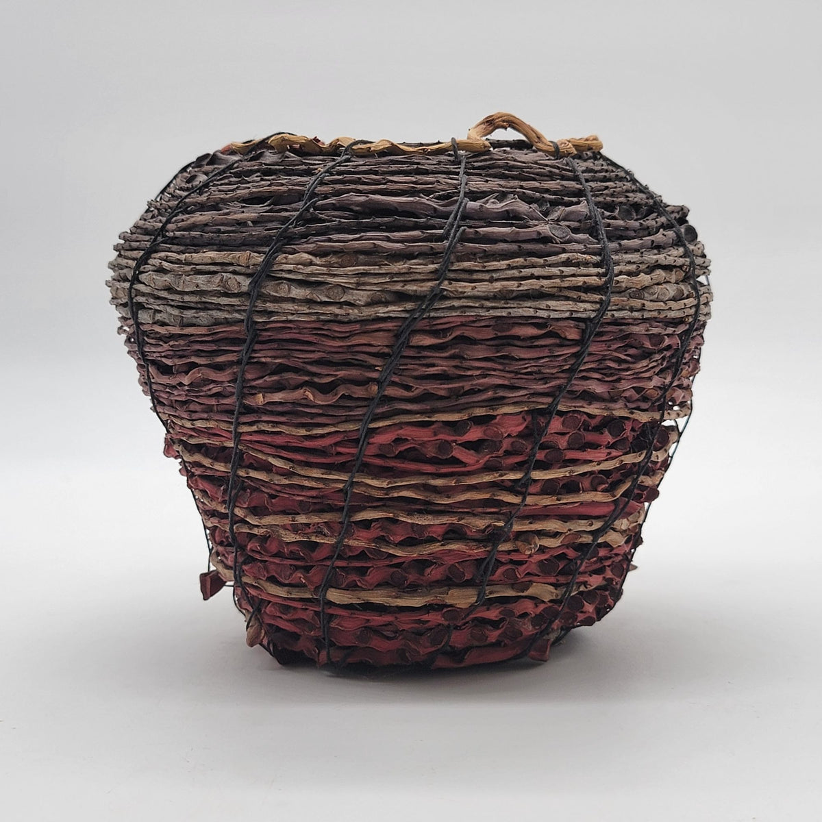 Vintage Fibers With Spirit Handwoven Palm Stem Basket By Gayna Uransky