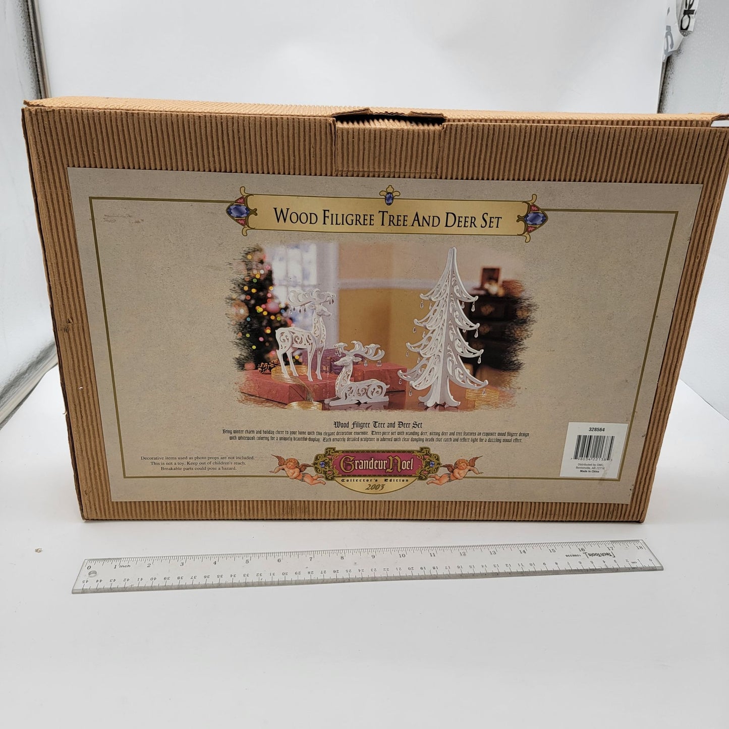 Grandeur Noel Wood Filigree Tree & Deer Set 2003 Collectors Edition