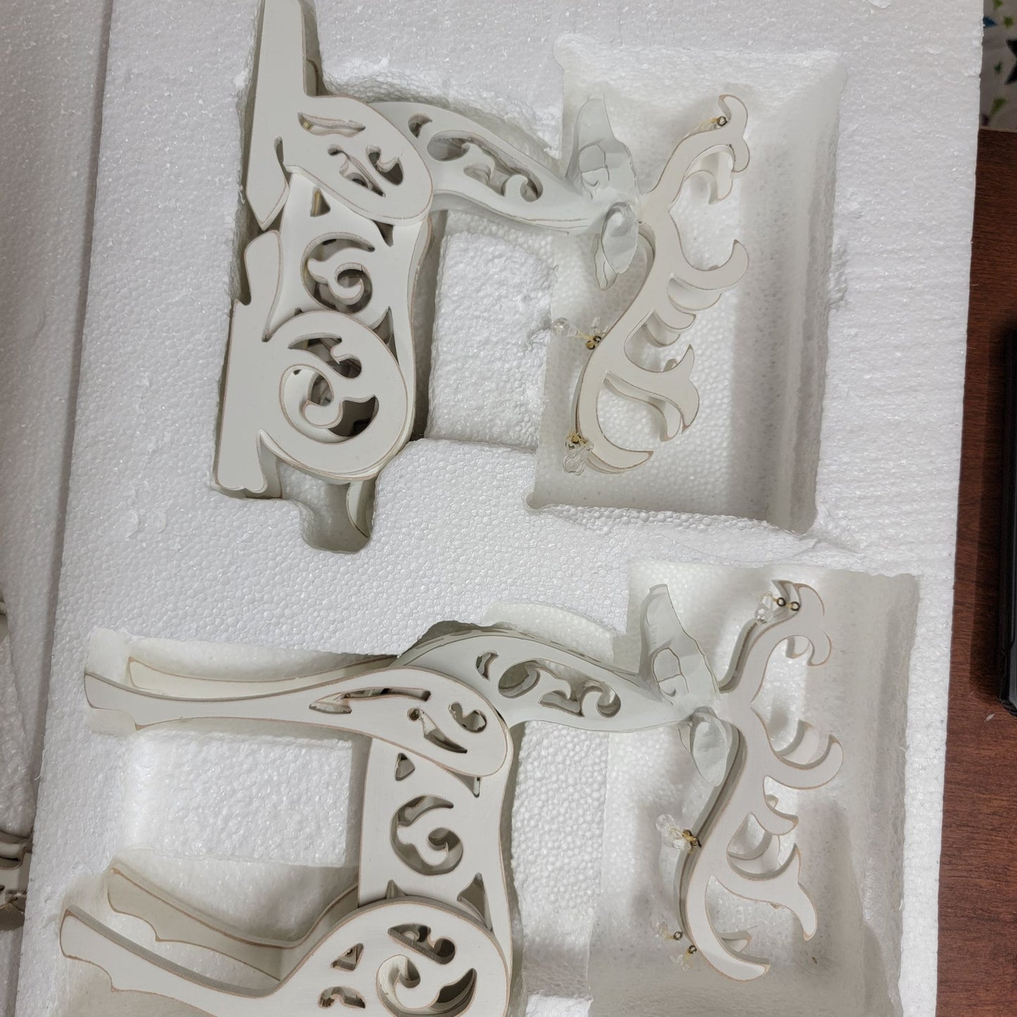 Grandeur Noel Wood Filigree Tree & Deer Set 2003 Collectors Edition