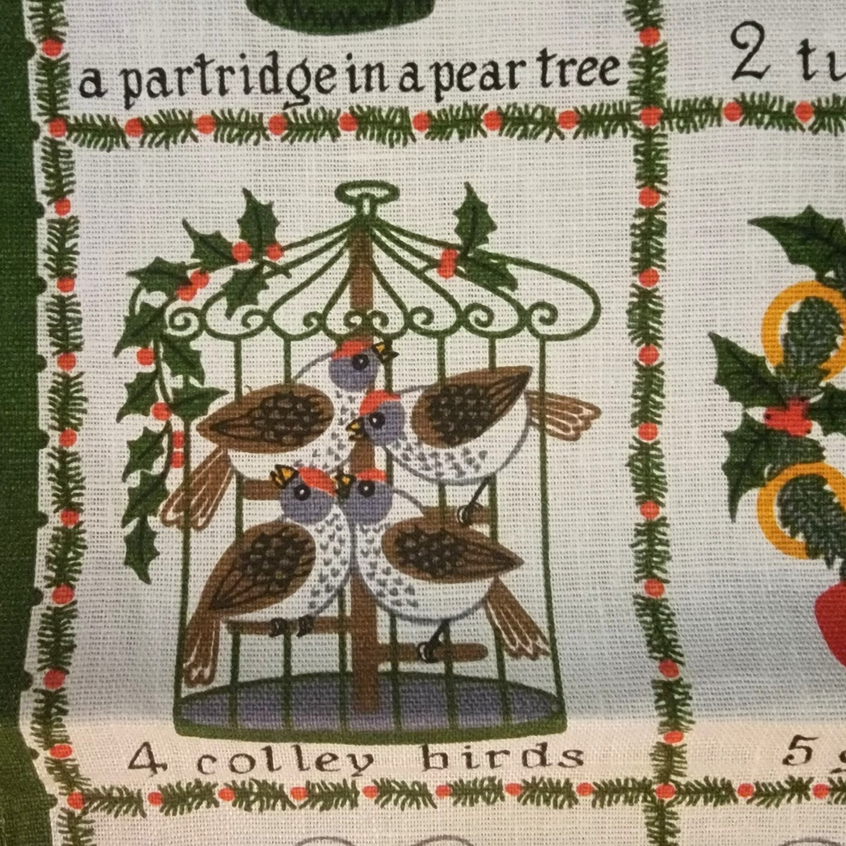 Vintage Ulster Weaver 12 Days Of Christmas Irish Linen Tea Towel