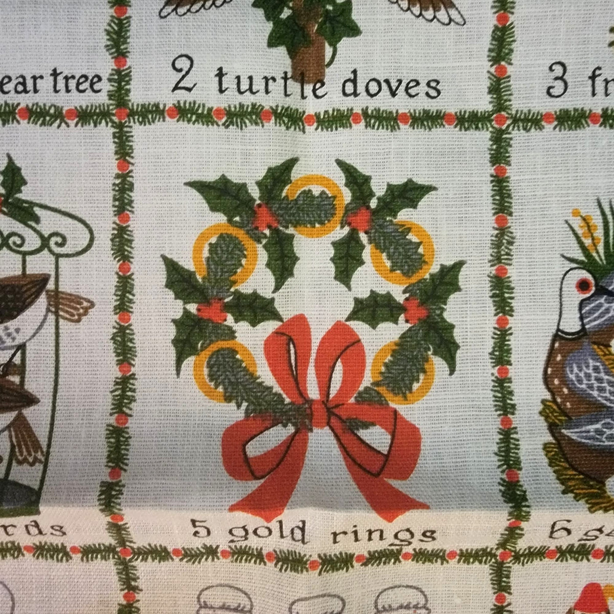 Vintage Ulster Weaver 12 Days Of Christmas Irish Linen Tea Towel