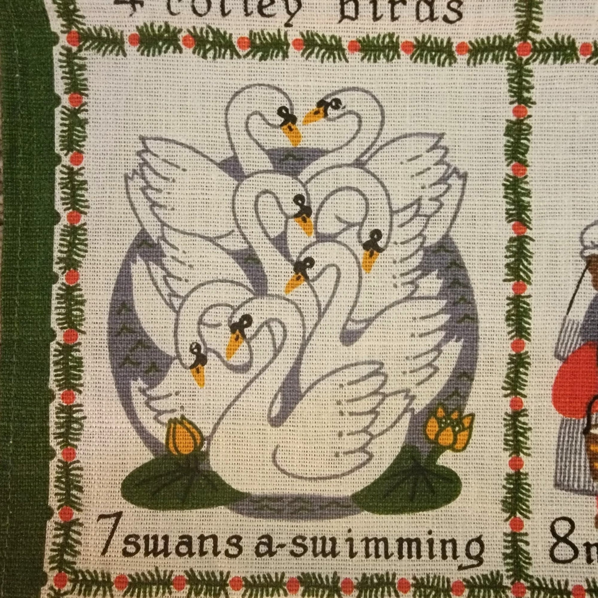 Vintage Ulster Weaver 12 Days Of Christmas Irish Linen Tea Towel