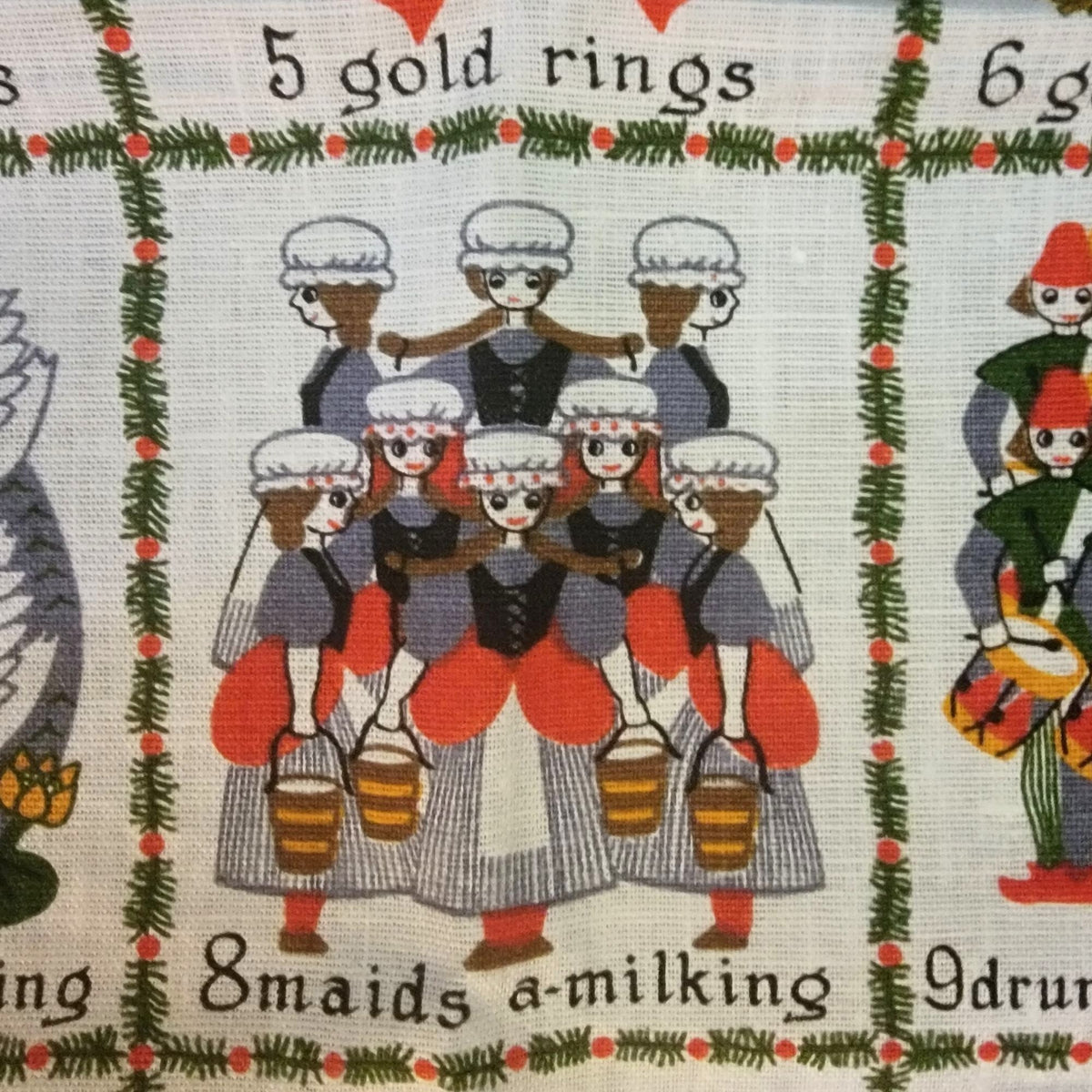 Vintage Ulster Weaver 12 Days Of Christmas Irish Linen Tea Towel