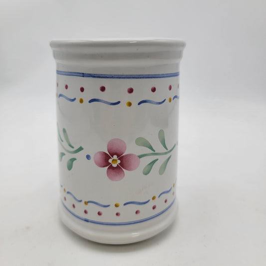 Vintage Utensil Holder With Floral Design