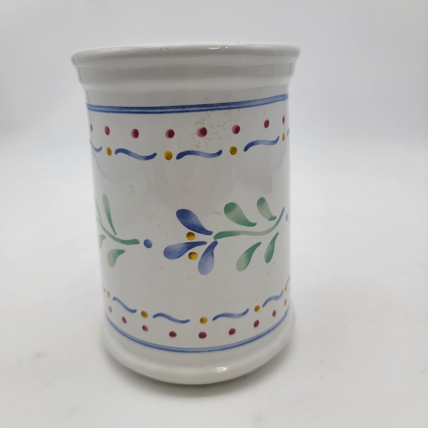 Vintage Utensil Holder With Floral Design