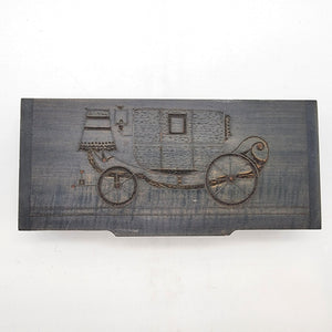 Vintage Carved Linden Wood Box With Carriage Made in Poland