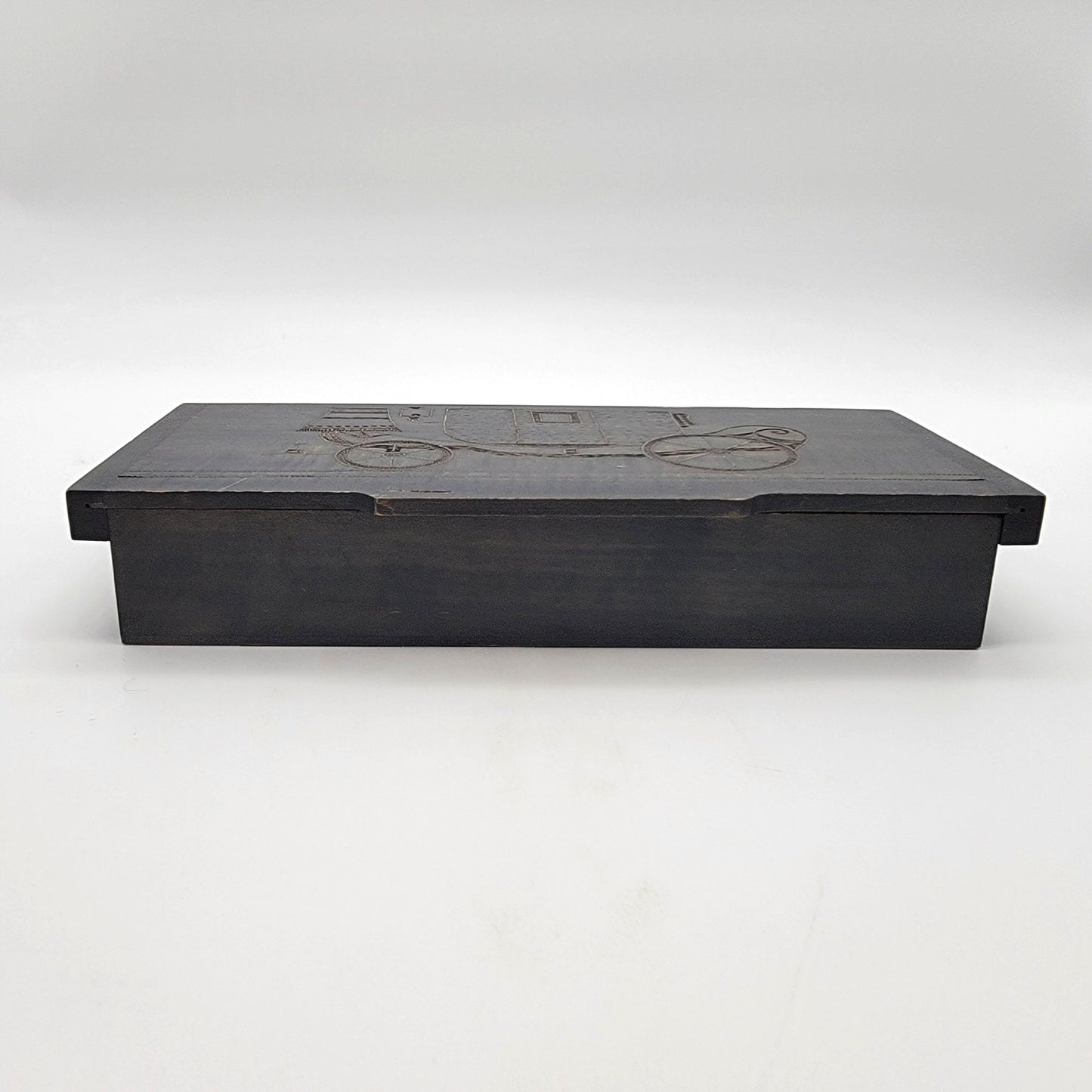 Vintage Carved Linden Wood Box With Carriage Made in Poland