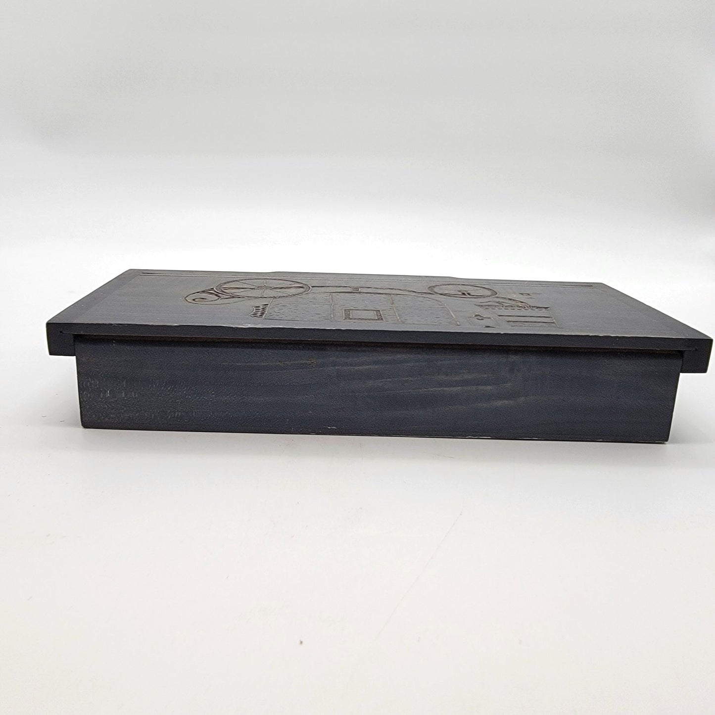 Vintage Carved Linden Wood Box With Carriage Made in Poland