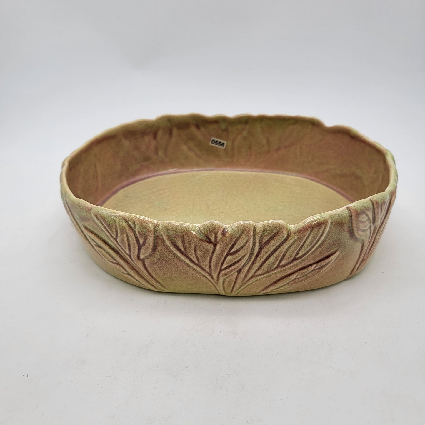 Vintage West Coast Pottery Leaf Low Planter or Serving Dish & Candle Holder