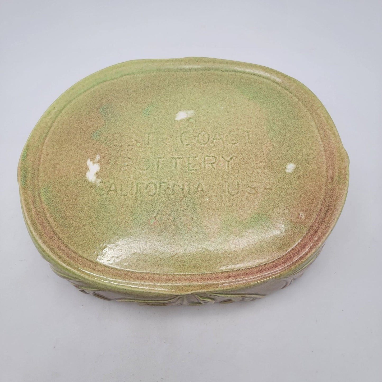 Vintage West Coast Pottery Leaf Low Planter or Serving Dish & Candle Holder