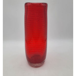 Mid-Century Modern Archimede Seguso Red Murano Glass Vase With Bubble Design