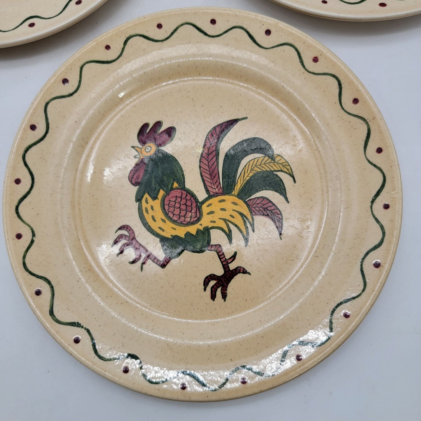 Set Of 3 Vintage Poppytrail By Metlox Rooster Plates