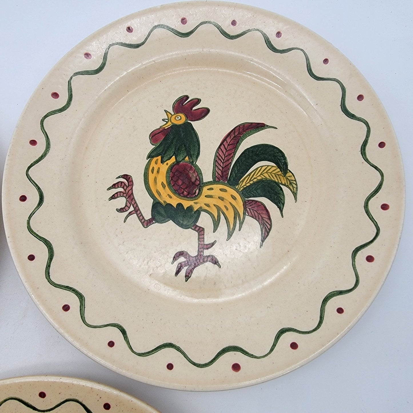 Set Of 3 Vintage Poppytrail By Metlox Rooster Plates