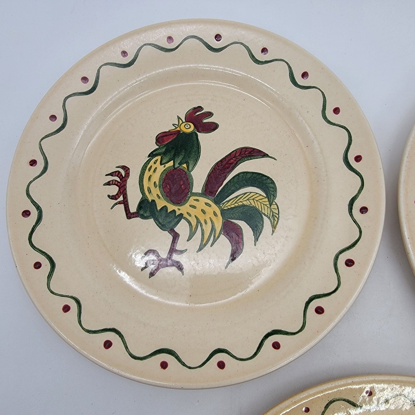 Set Of 3 Vintage Poppytrail By Metlox Rooster Plates