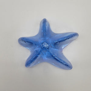 Blue Iridescent Glass Starfish Paperweight