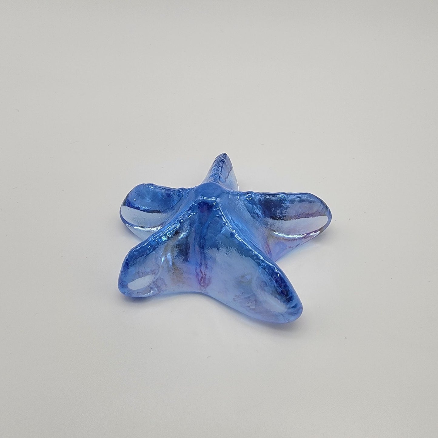 Blue Iridescent Glass Starfish Paperweight