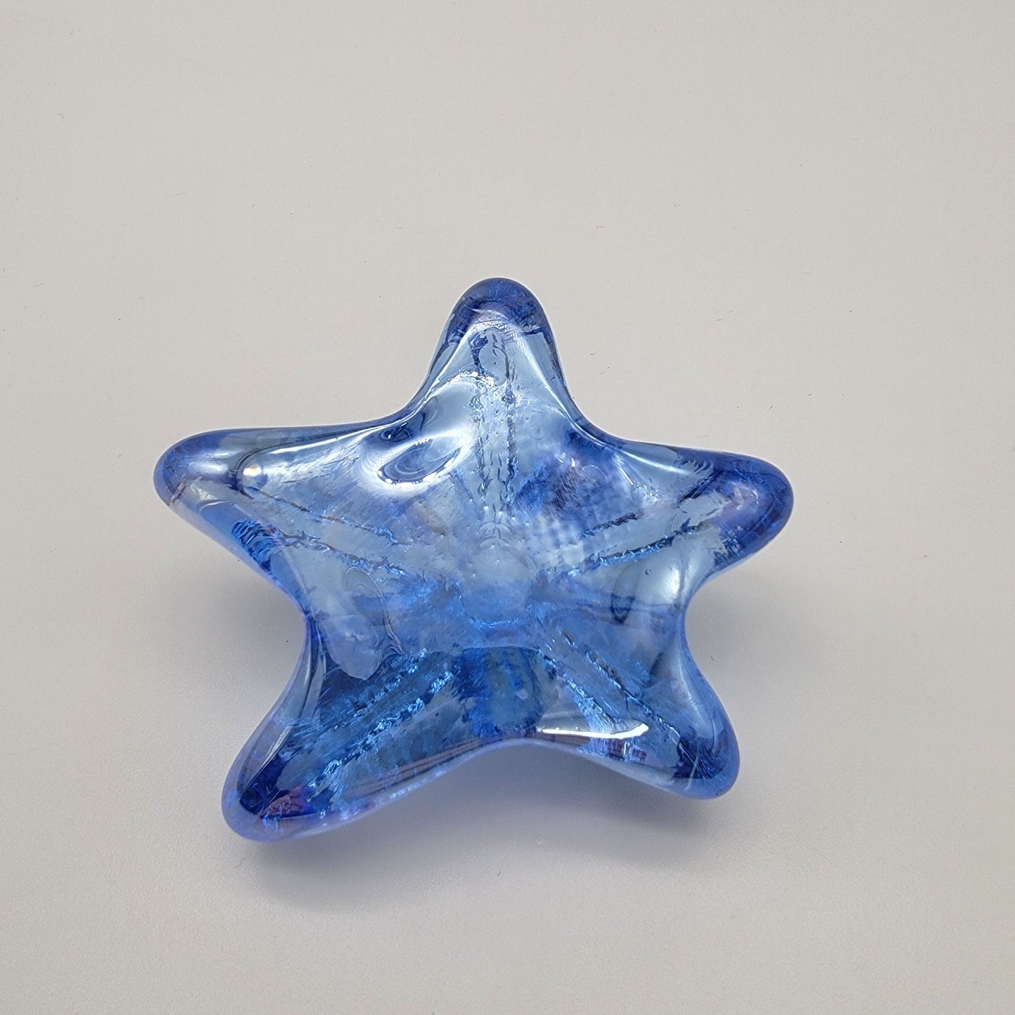 Blue Iridescent Glass Starfish Paperweight