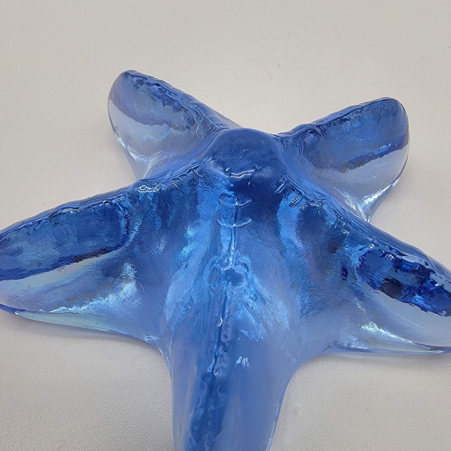 Blue Iridescent Glass Starfish Paperweight