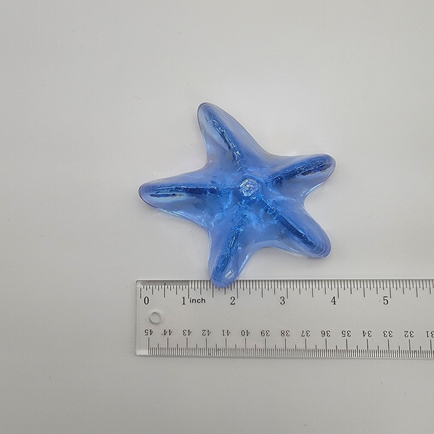 Blue Iridescent Glass Starfish Paperweight