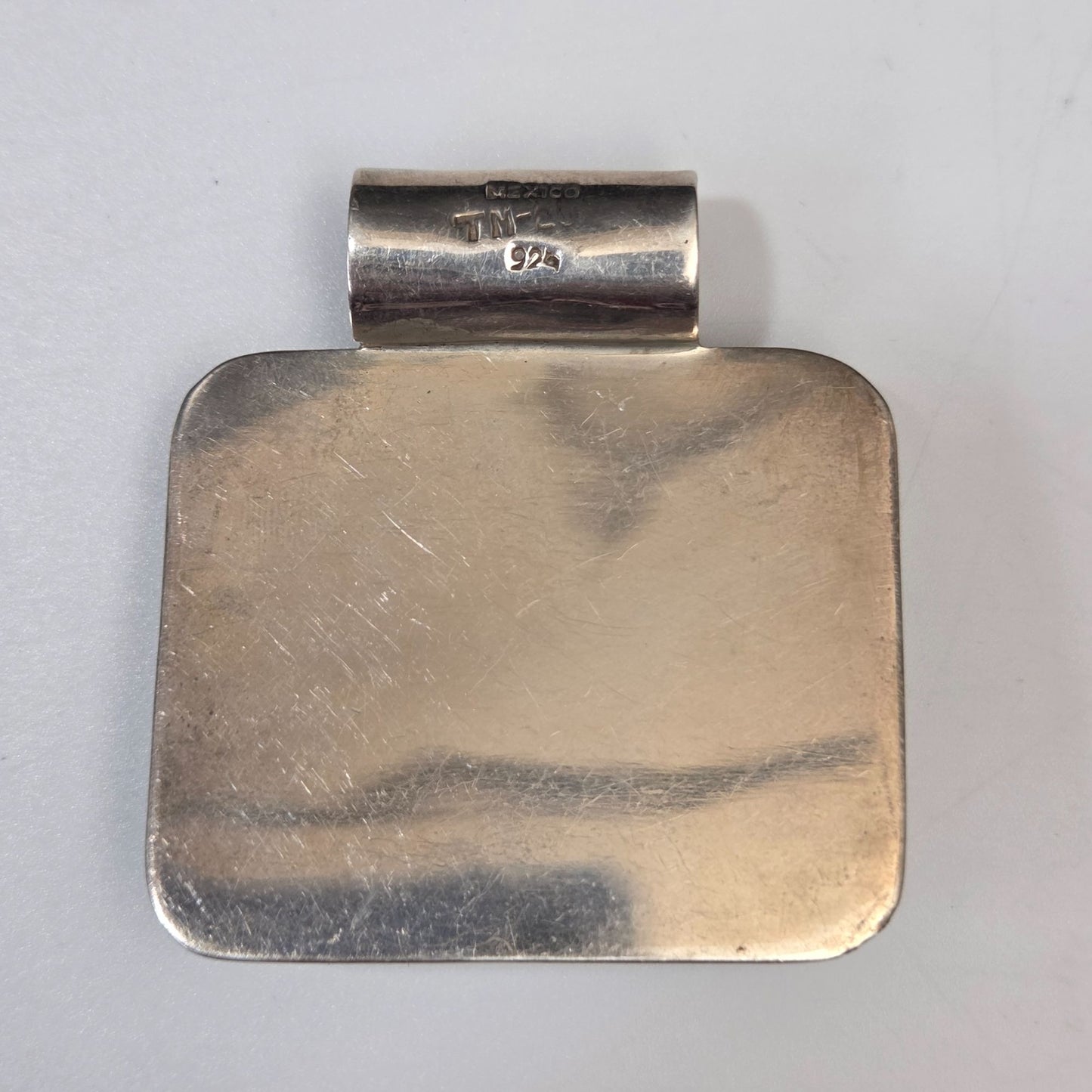 Vintage 1970s Taxco 925 Silver Pendant With Black Onyx Stone Signed TM-29 Mexico