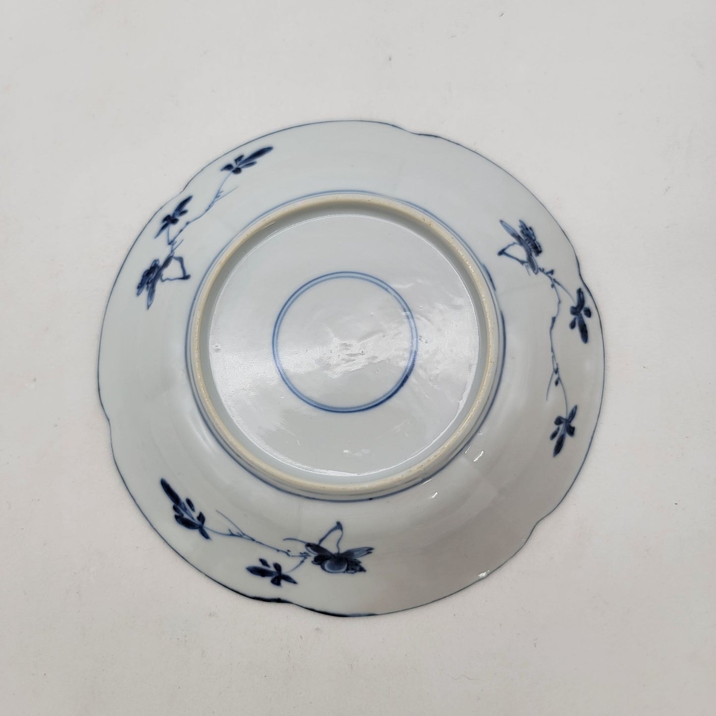 Vintage Japanese Arita Porcelain Scalloped Small Dish Blue & White