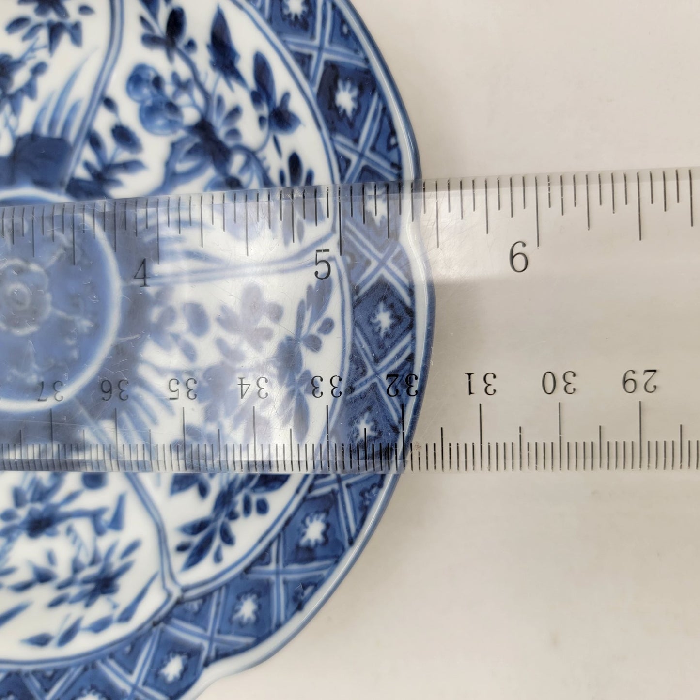 Vintage Japanese Arita Porcelain Scalloped Small Dish Blue & White