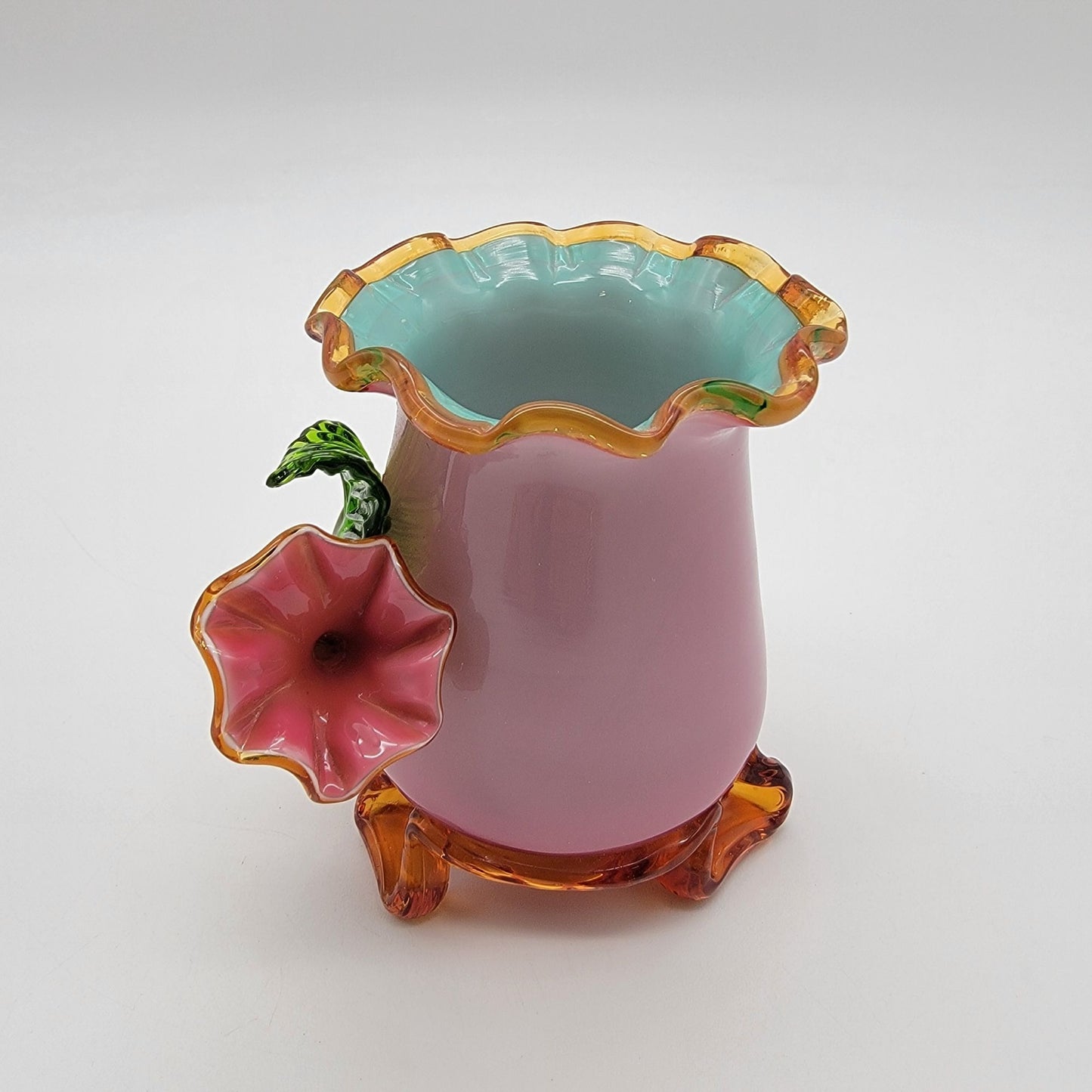 Antique Victorian Stevens & Williams Pink Cased Glass Vase
