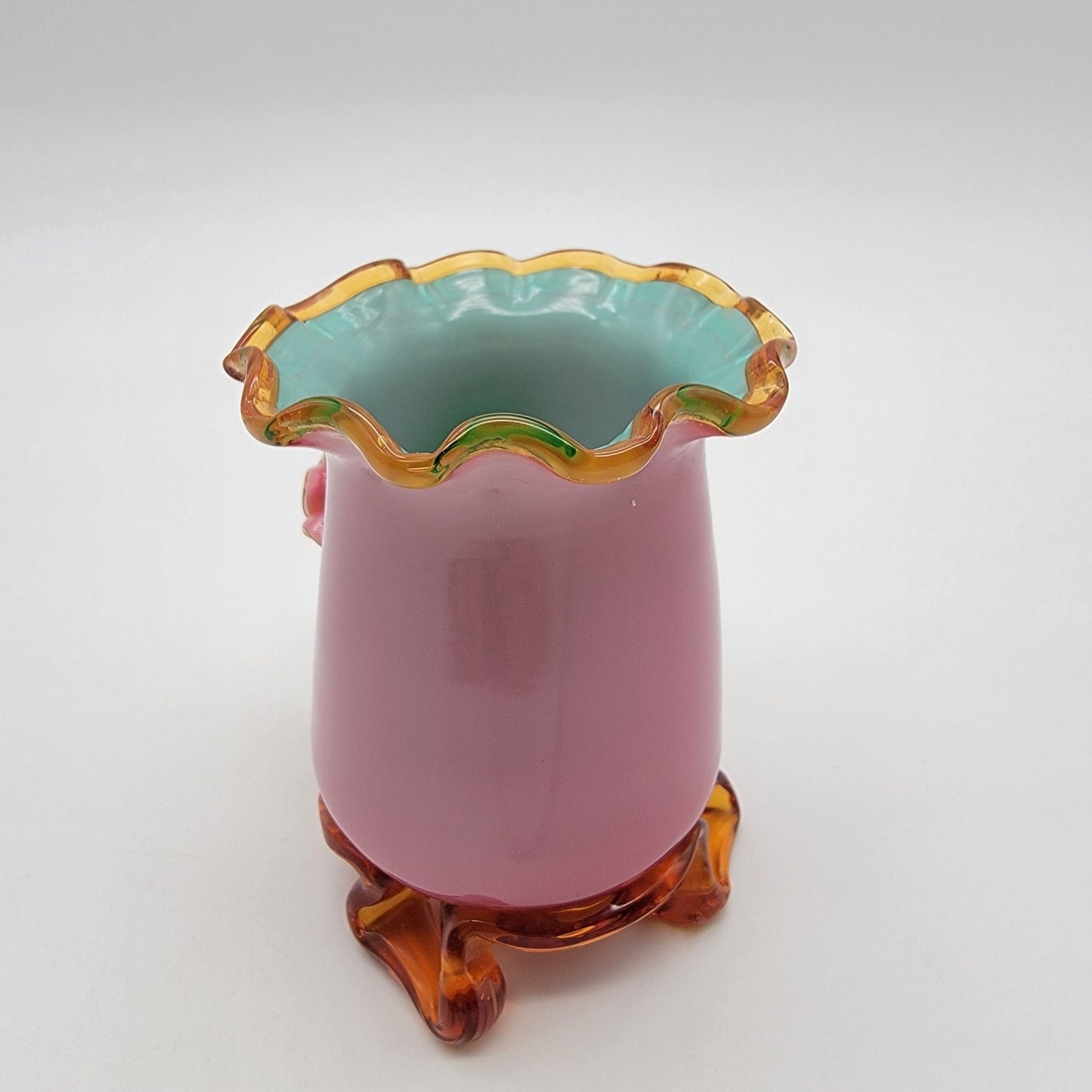 Antique Victorian Stevens & Williams Pink Cased Glass Vase