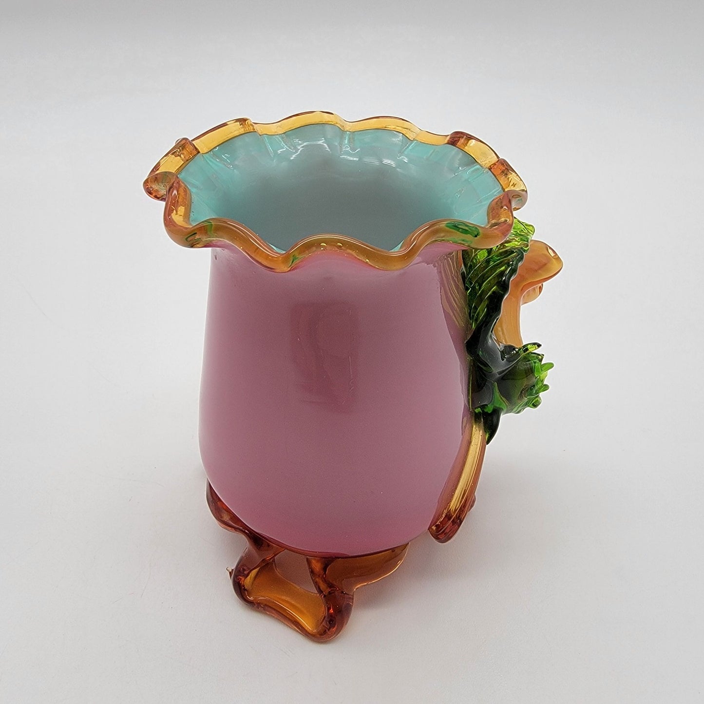 Antique Victorian Stevens & Williams Pink Cased Glass Vase