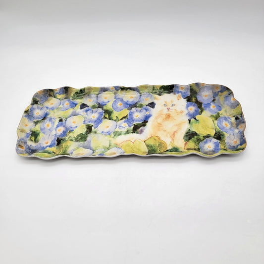Judy Buswell Cat & Morning Glories Tray