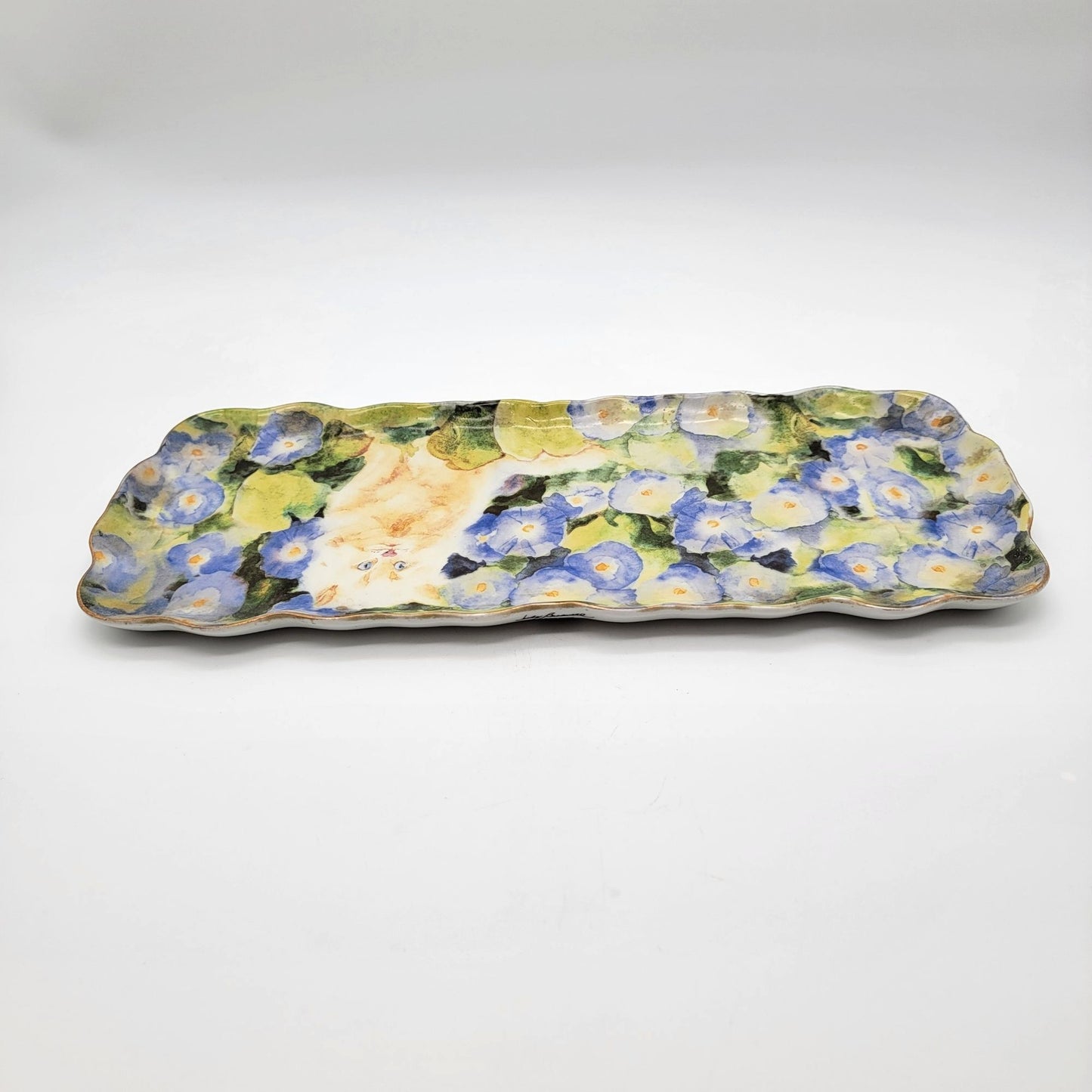 Judy Buswell Cat & Morning Glories Tray